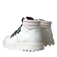 Dolce & Gabbana White Vulcano Trekking Men Ankle Boots Shoes