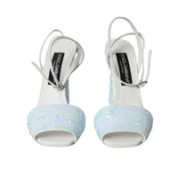 Dolce & Gabbana Light Blue Sequin Ankle Strap Sandals Shoes