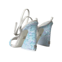 Dolce & Gabbana Light Blue Sequin Ankle Strap Sandals Shoes