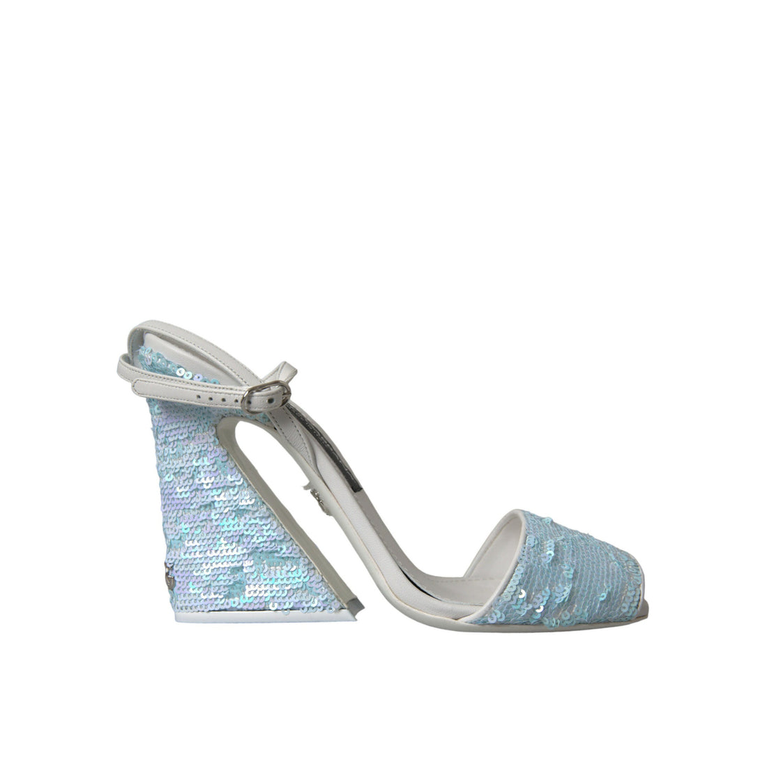 Dolce & Gabbana Light Blue Sequin Ankle Strap Sandals Shoes