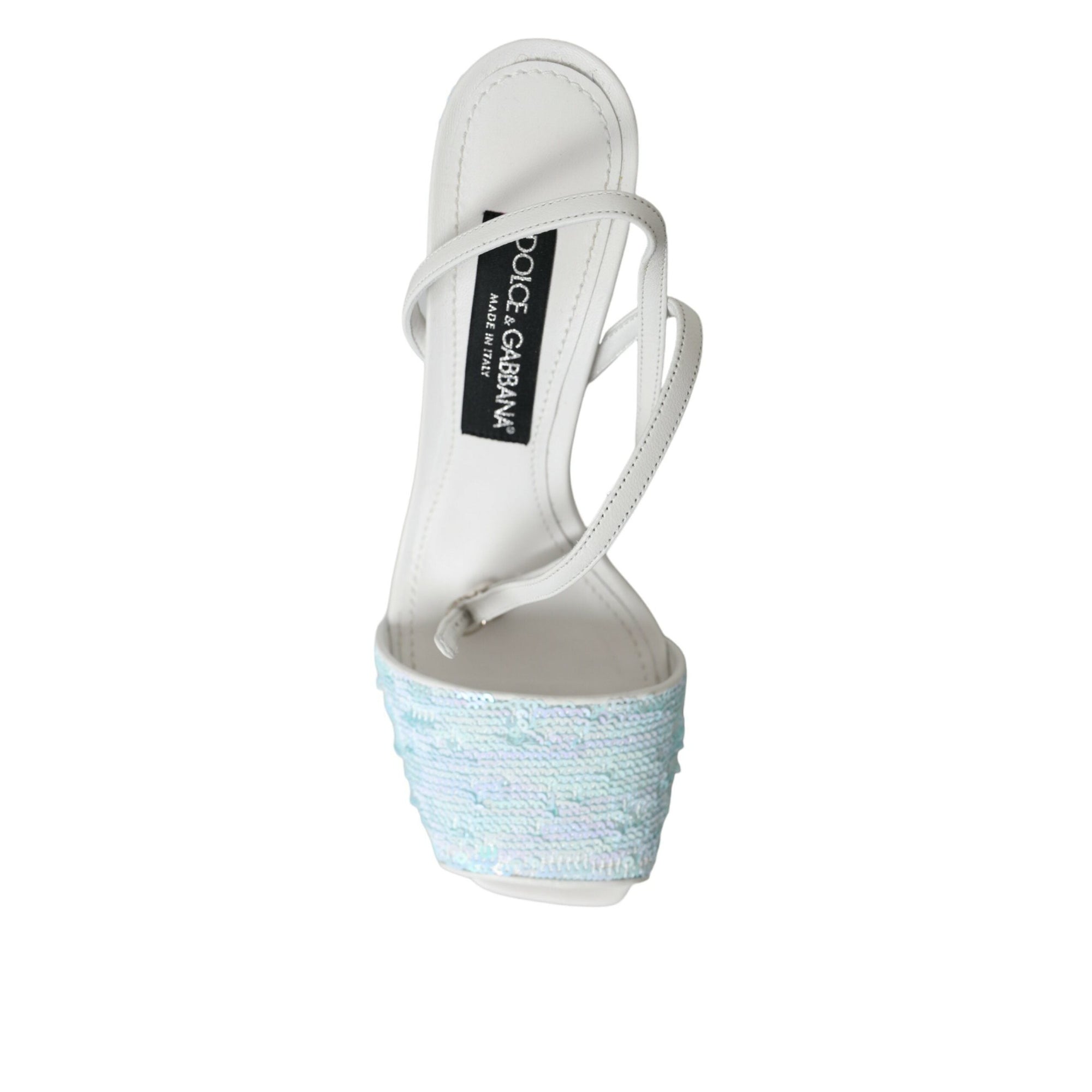 Dolce &amp; Gabbana Light Blue Sequin Ankle Strap Sandals Shoes