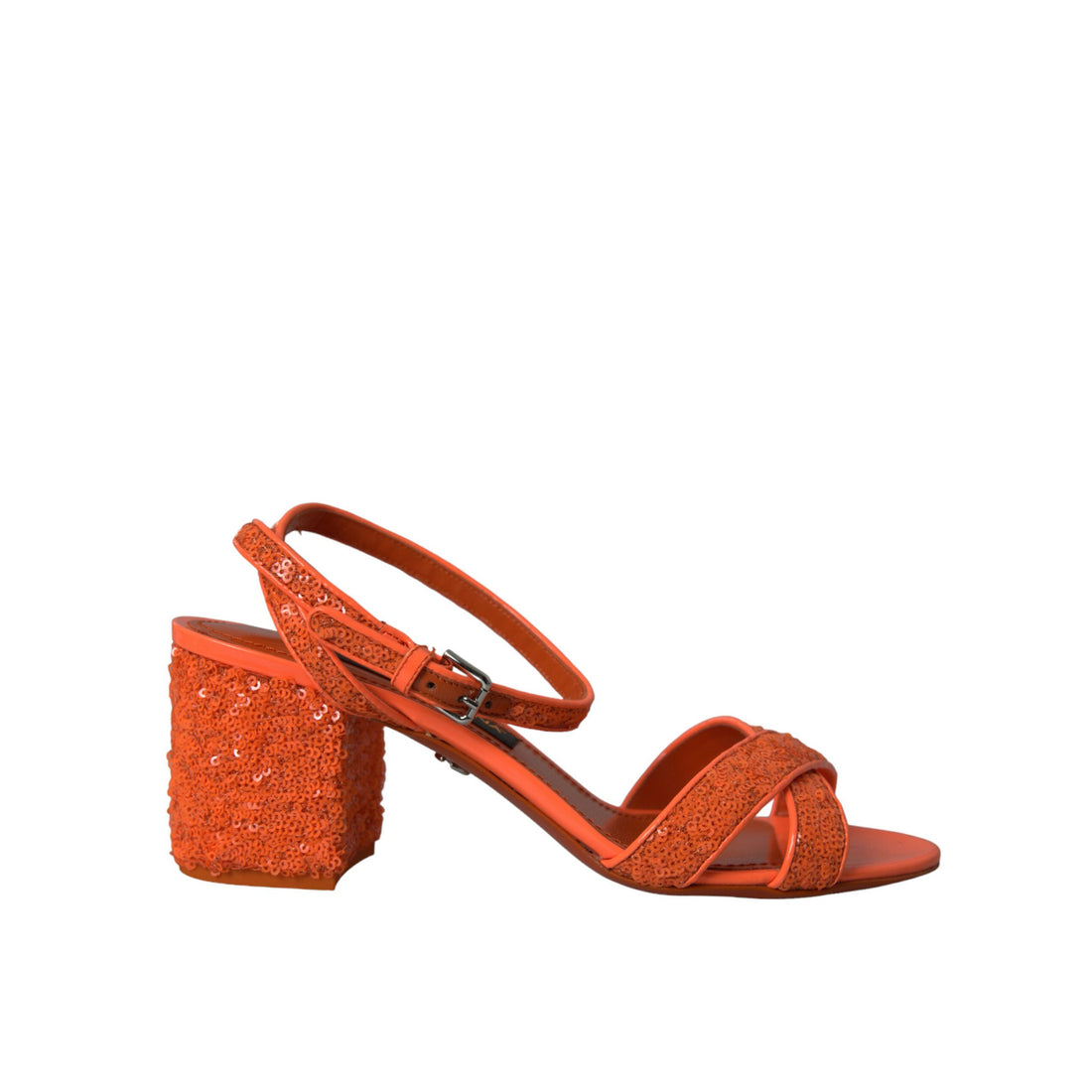 Dolce & Gabbana Orange Sequin Ankle Strap Sandals Shoes