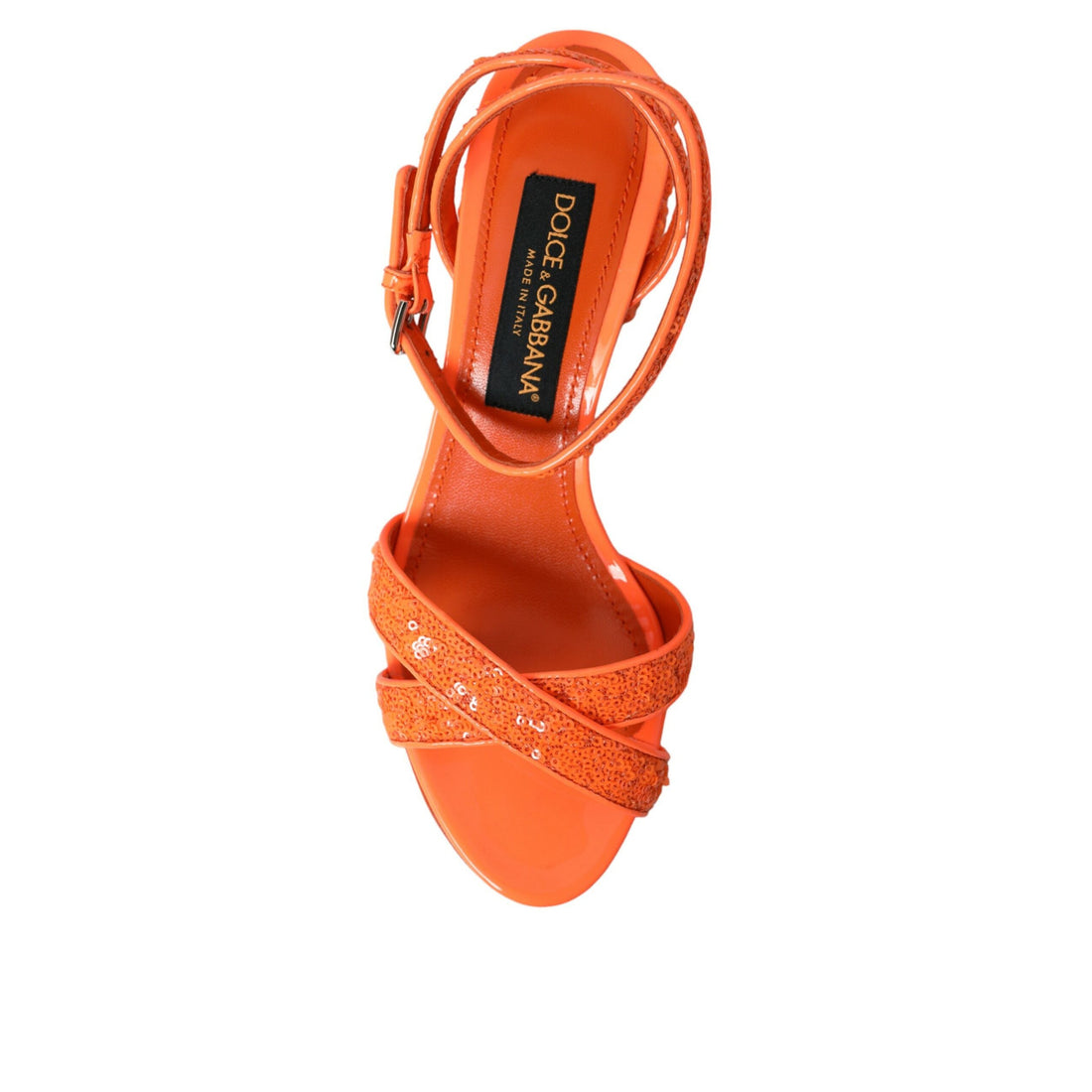 Dolce & Gabbana Orange Sequin Ankle Strap Sandals Shoes