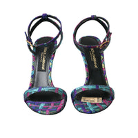 Dolce & Gabbana Multicolor Jacquard Crystals Sandals Shoes