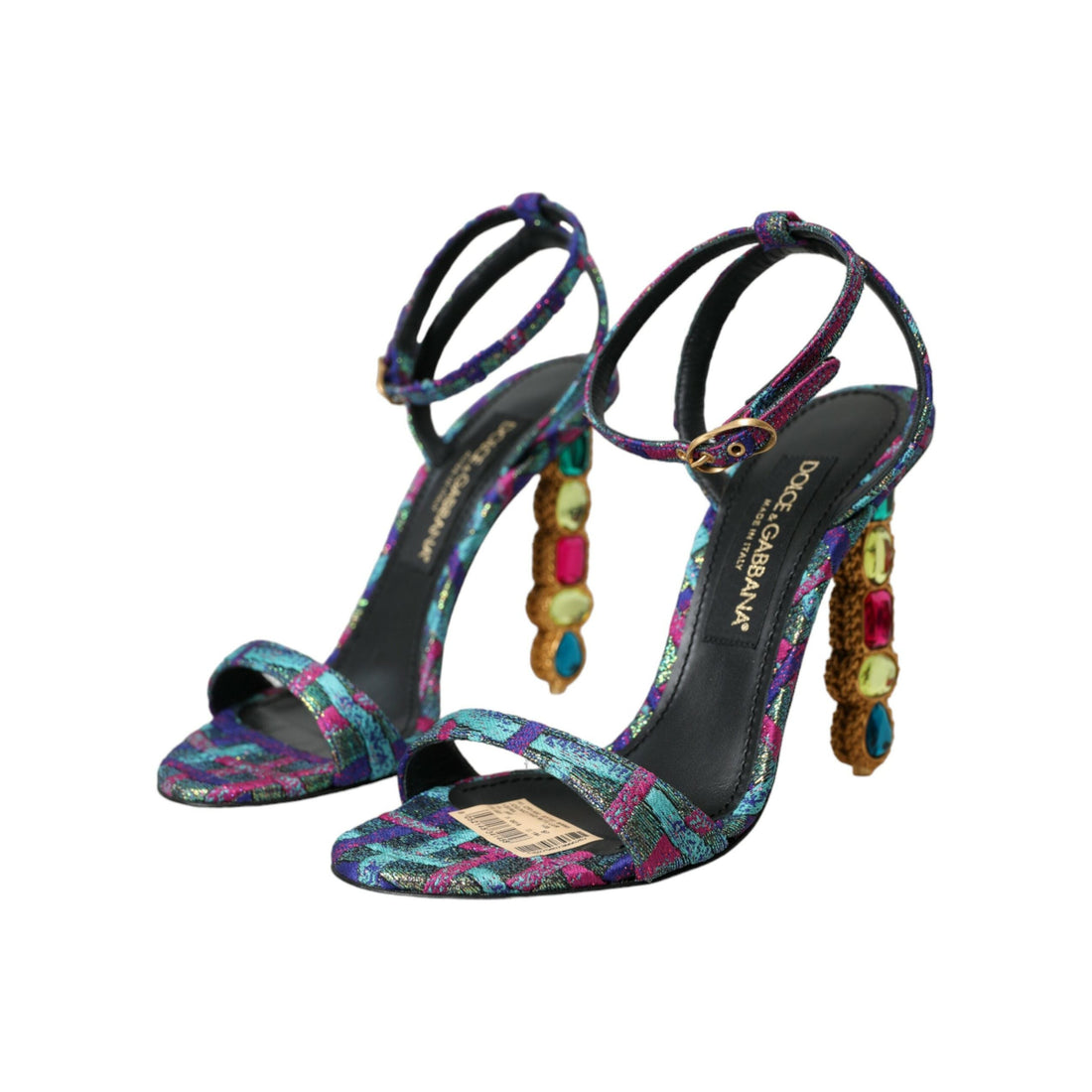 Dolce & Gabbana Multicolor Jacquard Crystals Sandals Shoes