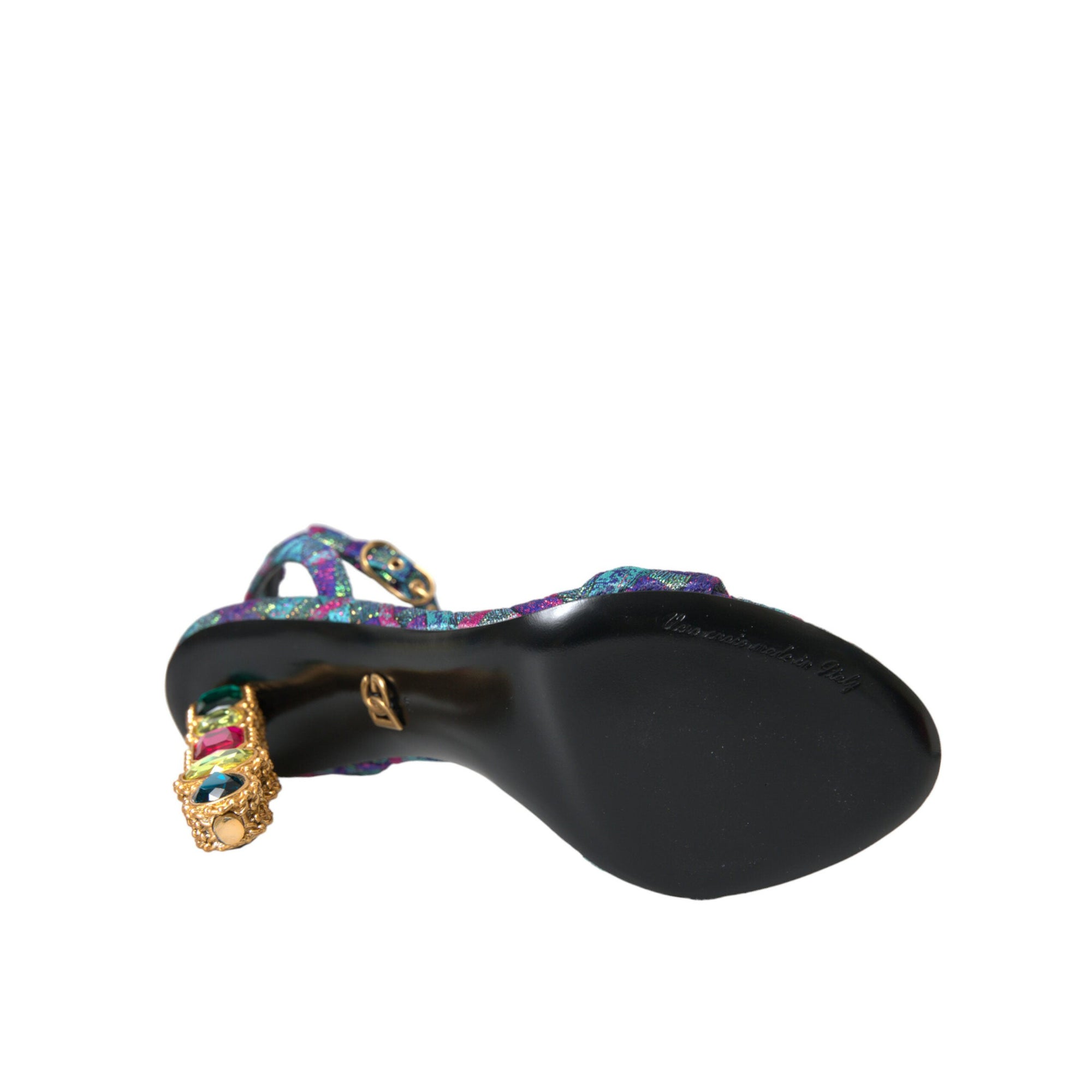 Dolce &amp; Gabbana Multicolor Jacquard Crystals Sandals Shoes