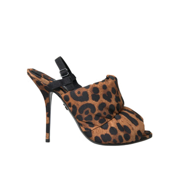 Dolce & Gabbana Brown Leopard Slingback Heels Sandals Shoes