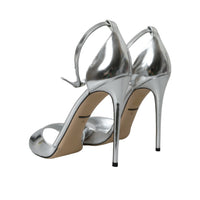 Dolce & Gabbana Silver KEIRA Leather Heels Sandals Shoes