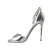 Dolce & Gabbana Silver KEIRA Leather Heels Sandals Shoes