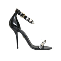 Dolce & Gabbana Black Crystals Sandals Ankle Strap Shoes