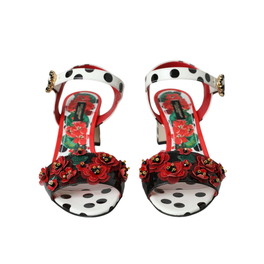 Dolce & Gabbana Multicolor Floral Crystal Leather Sandals Shoes