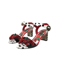 Dolce & Gabbana Multicolor Floral Crystal Leather Sandals Shoes