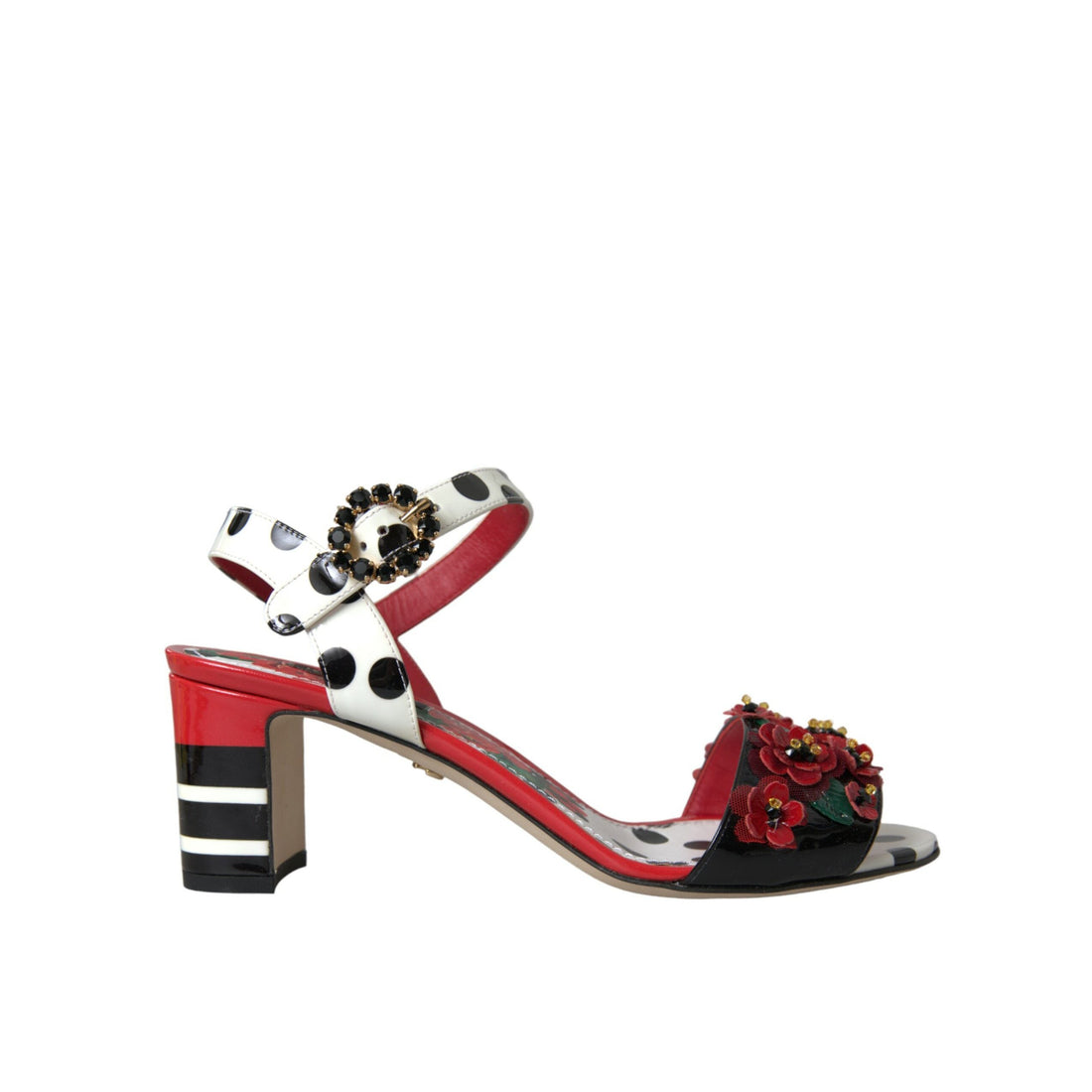 Dolce & Gabbana Multicolor Floral Crystal Leather Sandals Shoes