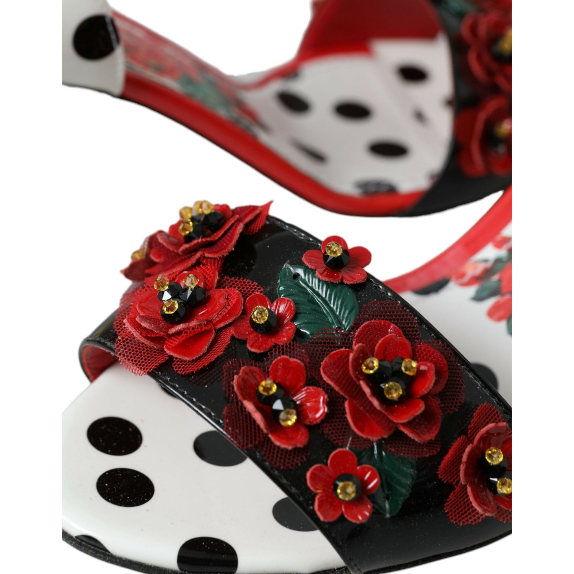 Dolce &amp; Gabbana Multicolor Floral Crystal Leather Sandals Shoes