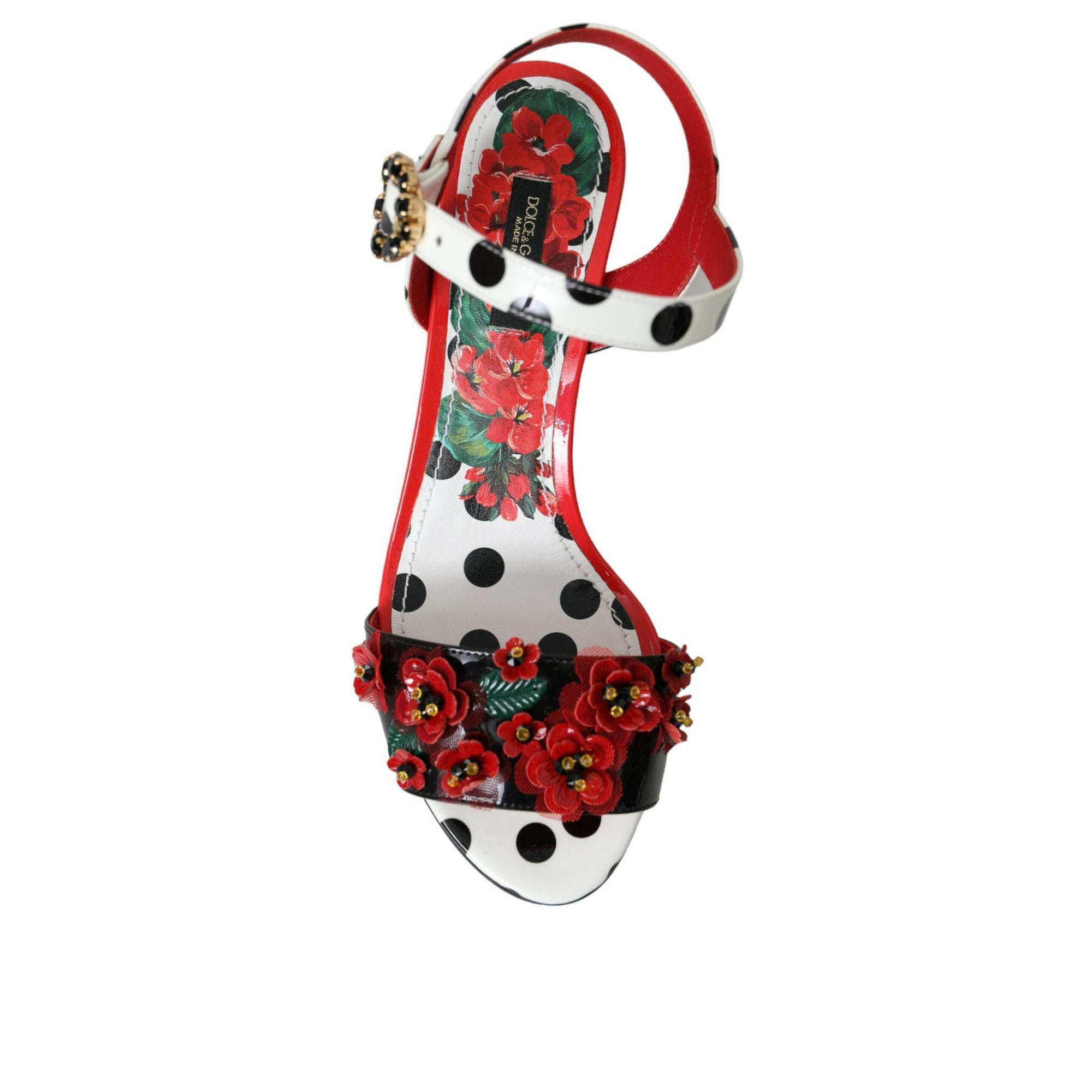 Dolce &amp; Gabbana Multicolor Floral Crystal Leather Sandals Shoes