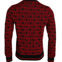 Dolce & Gabbana Red Black XOXO Crew Neck Pullover Sweater