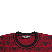 Dolce & Gabbana Red Black XOXO Crew Neck Pullover Sweater