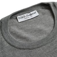 Dolce & Gabbana Ash Gray Wool Crew Neck Pullover Sweater