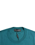 Dolce & Gabbana Dark Green Silk Crew Neck Pullover Sweater