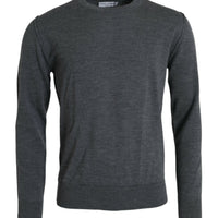 Dolce & Gabbana Dark Gray Wool Crew Neck Pullover Sweater