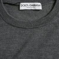 Dolce & Gabbana Dark Gray Wool Crew Neck Pullover Sweater