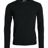 Dolce & Gabbana Dark Gray Wool Crew Neck Pullover Sweater