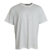 Dolce & Gabbana White Logo Embossed Cotton Crewneck T-shirt