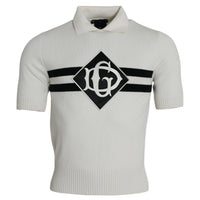 Dolce & Gabbana White DG Logo Collared Henley Shirt T-shirt