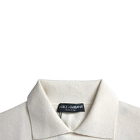 Dolce & Gabbana White DG Logo Collared Henley Shirt T-shirt