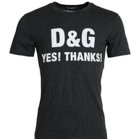 Dolce & Gabbana Gray Logo Print Crewneck Short Sleeve T-shirt