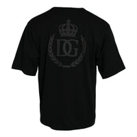 Dolce & Gabbana Black Logo Embossed Crew Neck Short Sleeves T-shirt