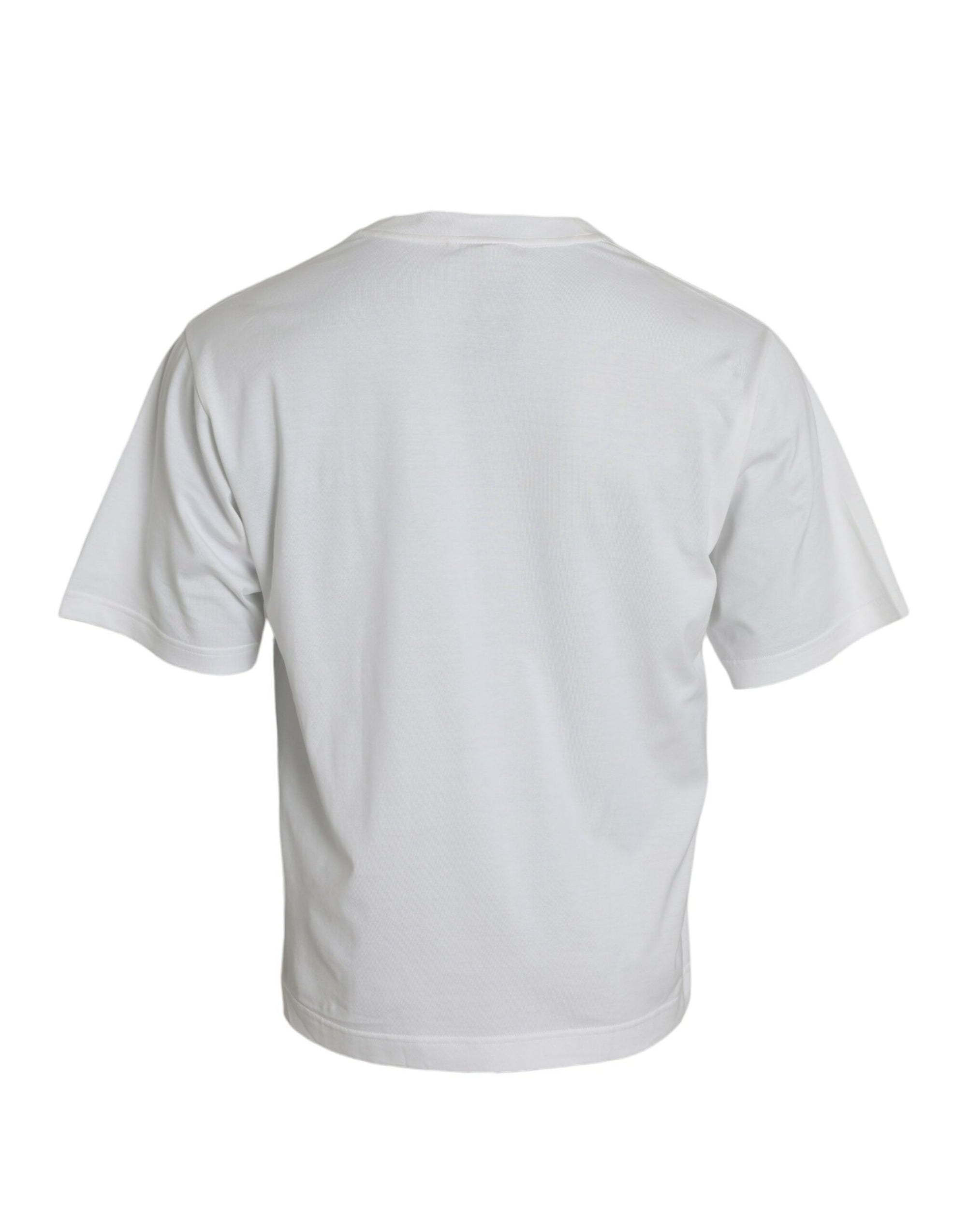 Dolce &amp; Gabbana White Embellished Cotton Crew Neck T-shirt