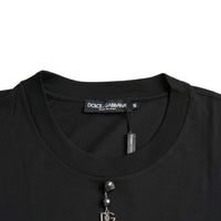 Dolce & Gabbana Black Embellished Cotton Crew Neck T-shirt