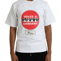 Dolce & Gabbana White Amor Heart Cotton Crewneck Short Sleeve T-shirt