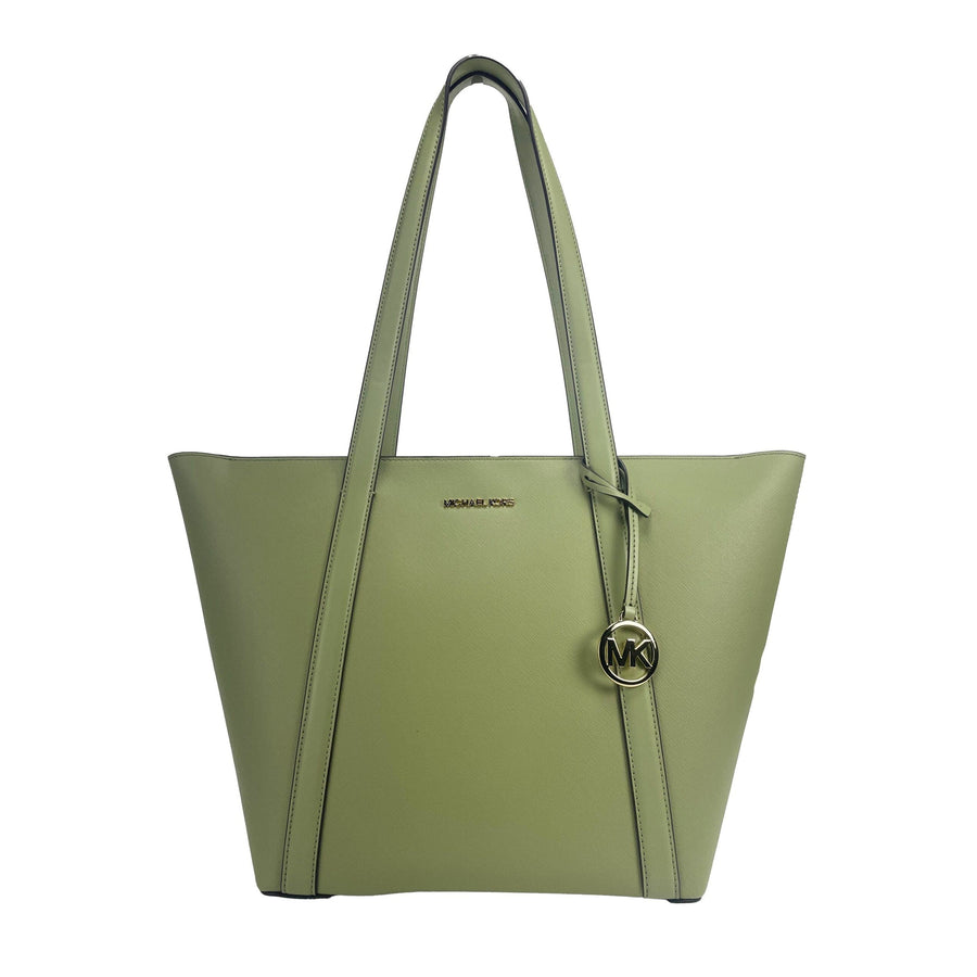 Michael Kors Large Pratt Shoulder Zip Tote Bag Light Sage