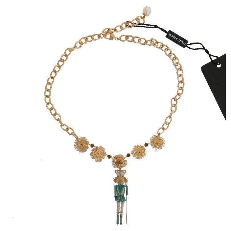 Dolce & Gabbana Elegant Gold Crystal Statement Necklace