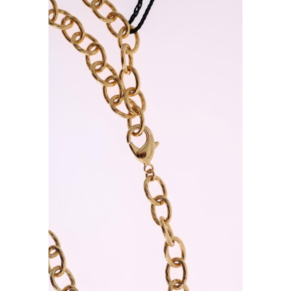 Dolce &amp; Gabbana Elegant Gold Crystal Statement Necklace