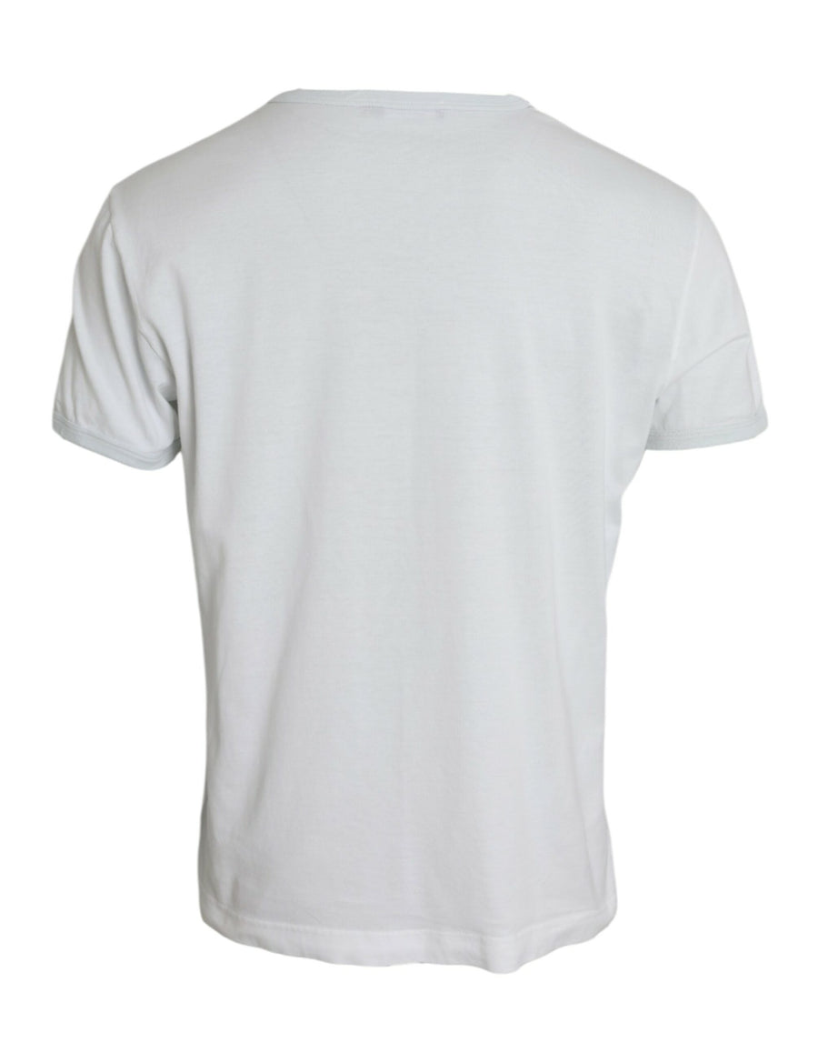 Dolce & Gabbana White Cotton Round Neck Short Sleeve T-shirt