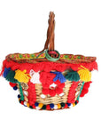 Dolce & Gabbana Elegant Beige Straw & Exotic Skins Pom Pom Tote