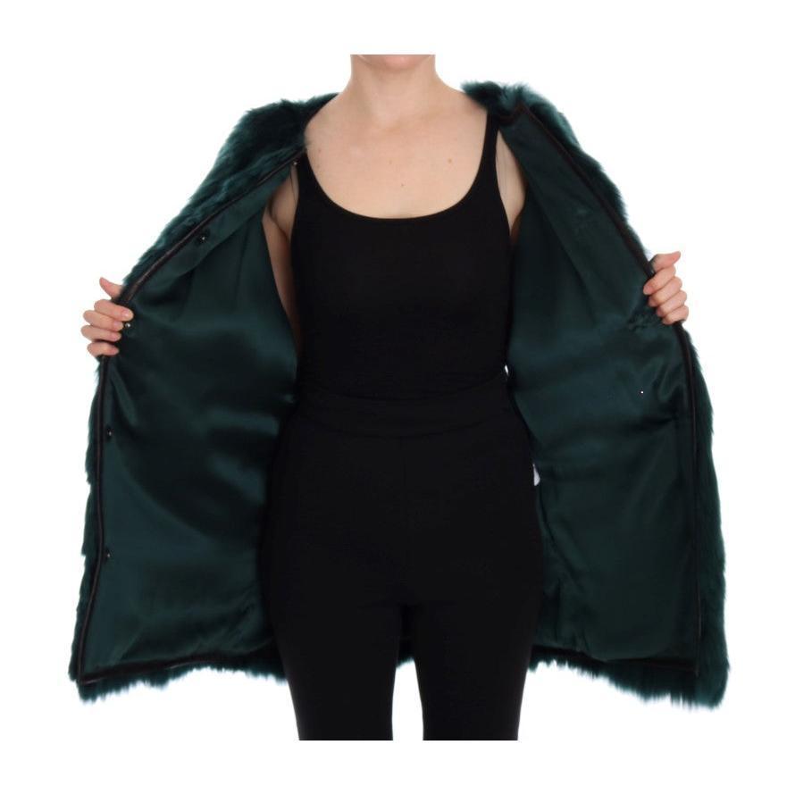 Dolce &amp; Gabbana Exquisite Green Alpaca Fur Long Vest