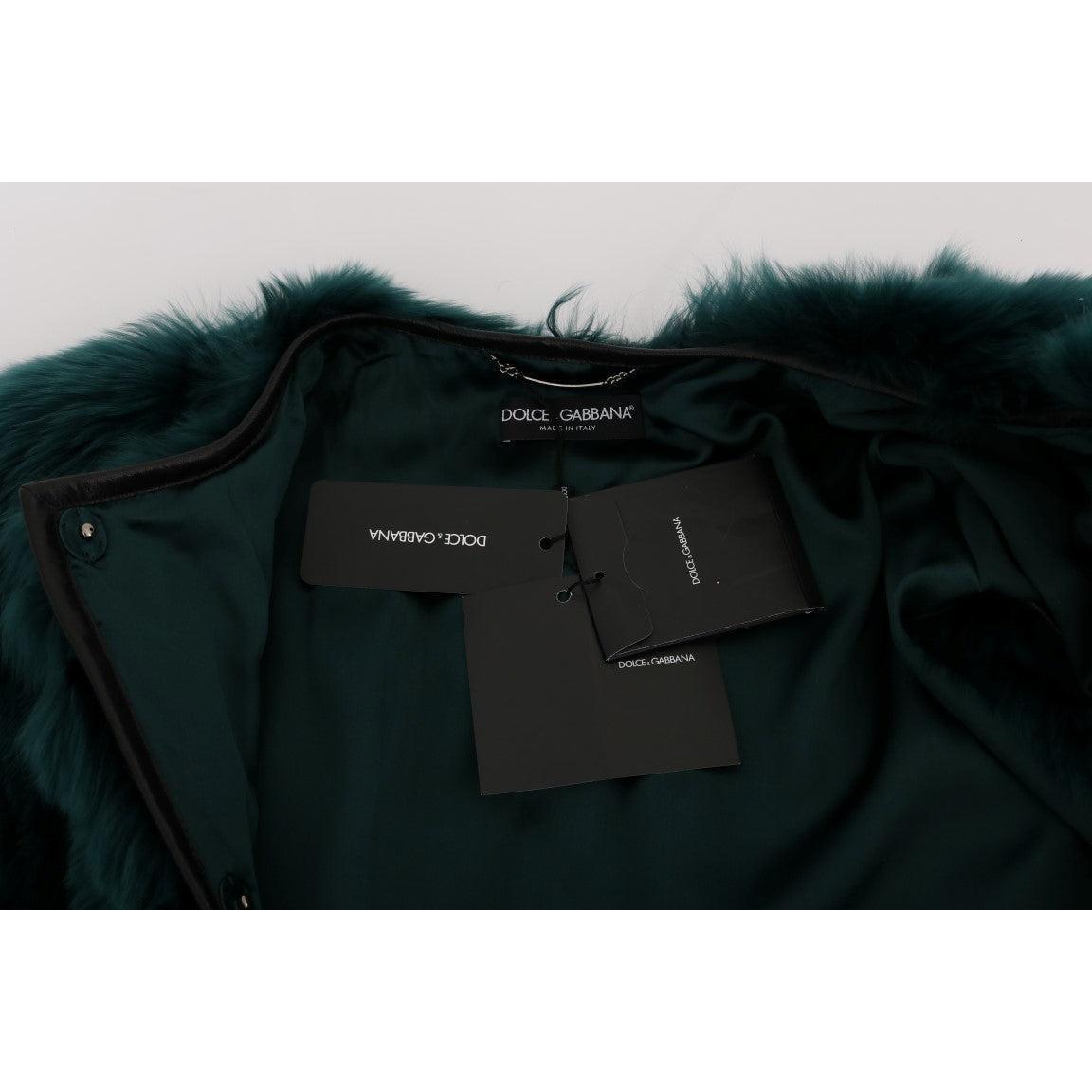 Dolce &amp; Gabbana Exquisite Green Alpaca Fur Long Vest