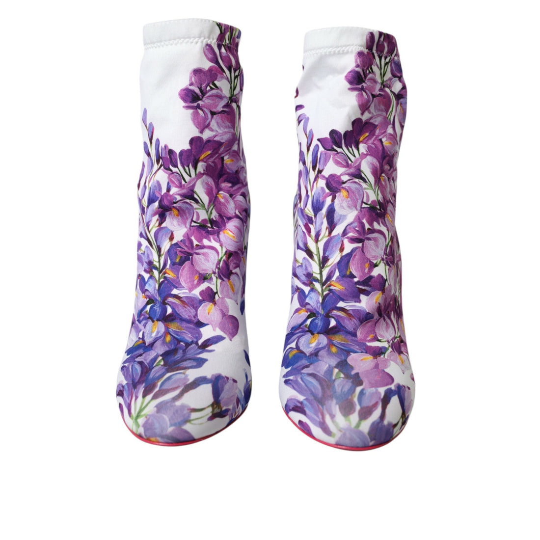 Dolce & Gabbana White Floral Jersey Stretch Boots Shoes