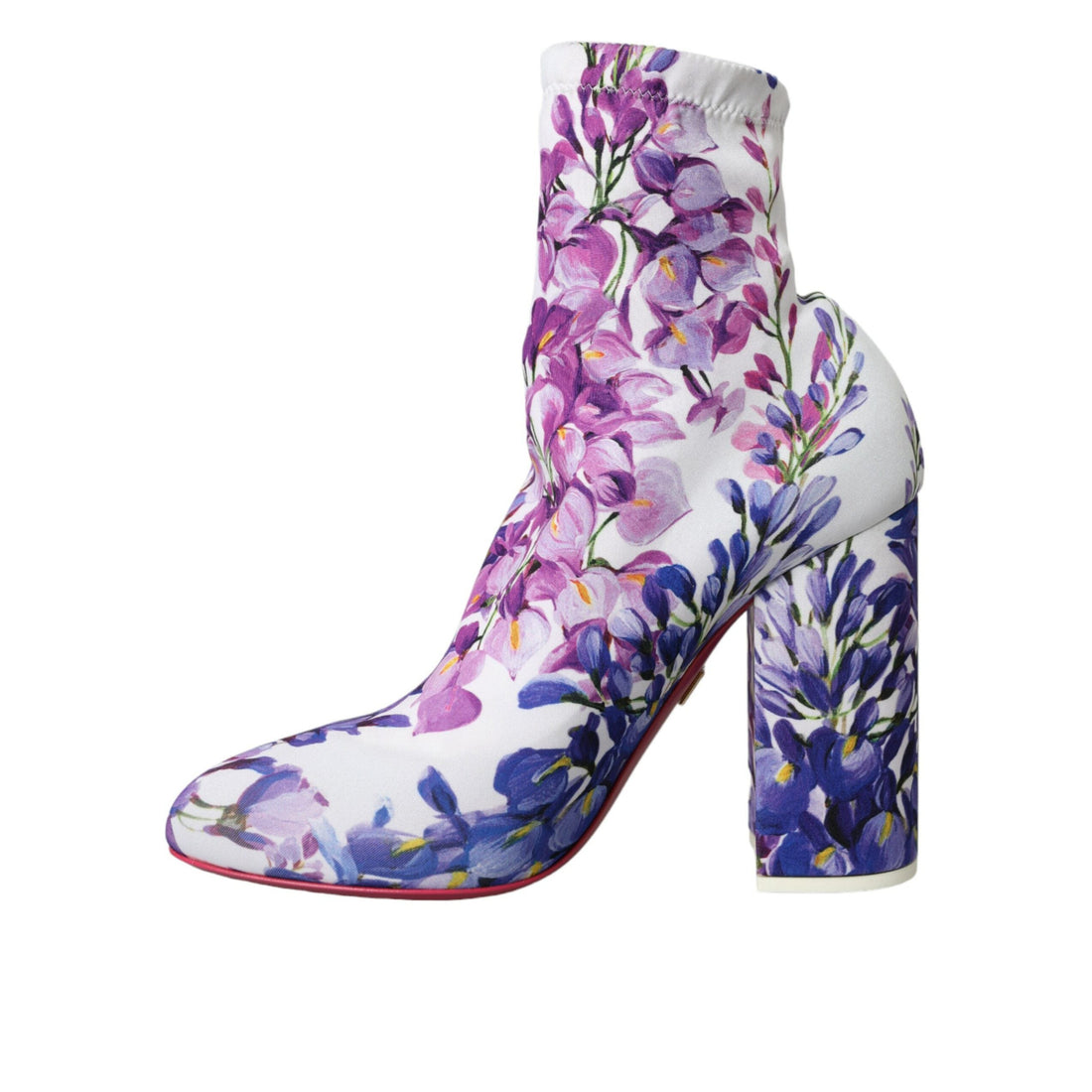 Dolce & Gabbana White Floral Jersey Stretch Boots Shoes