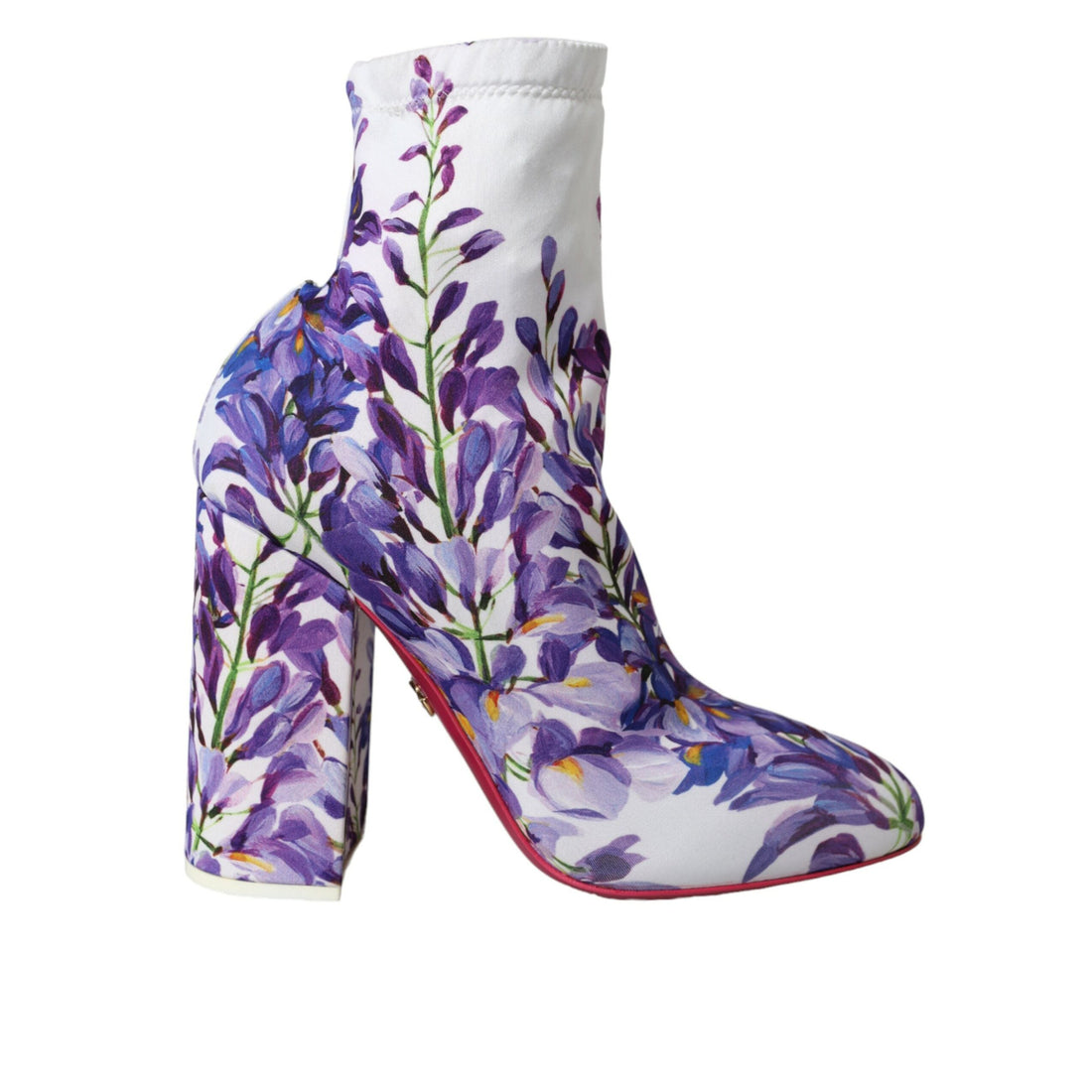 Dolce & Gabbana White Floral Jersey Stretch Boots Shoes