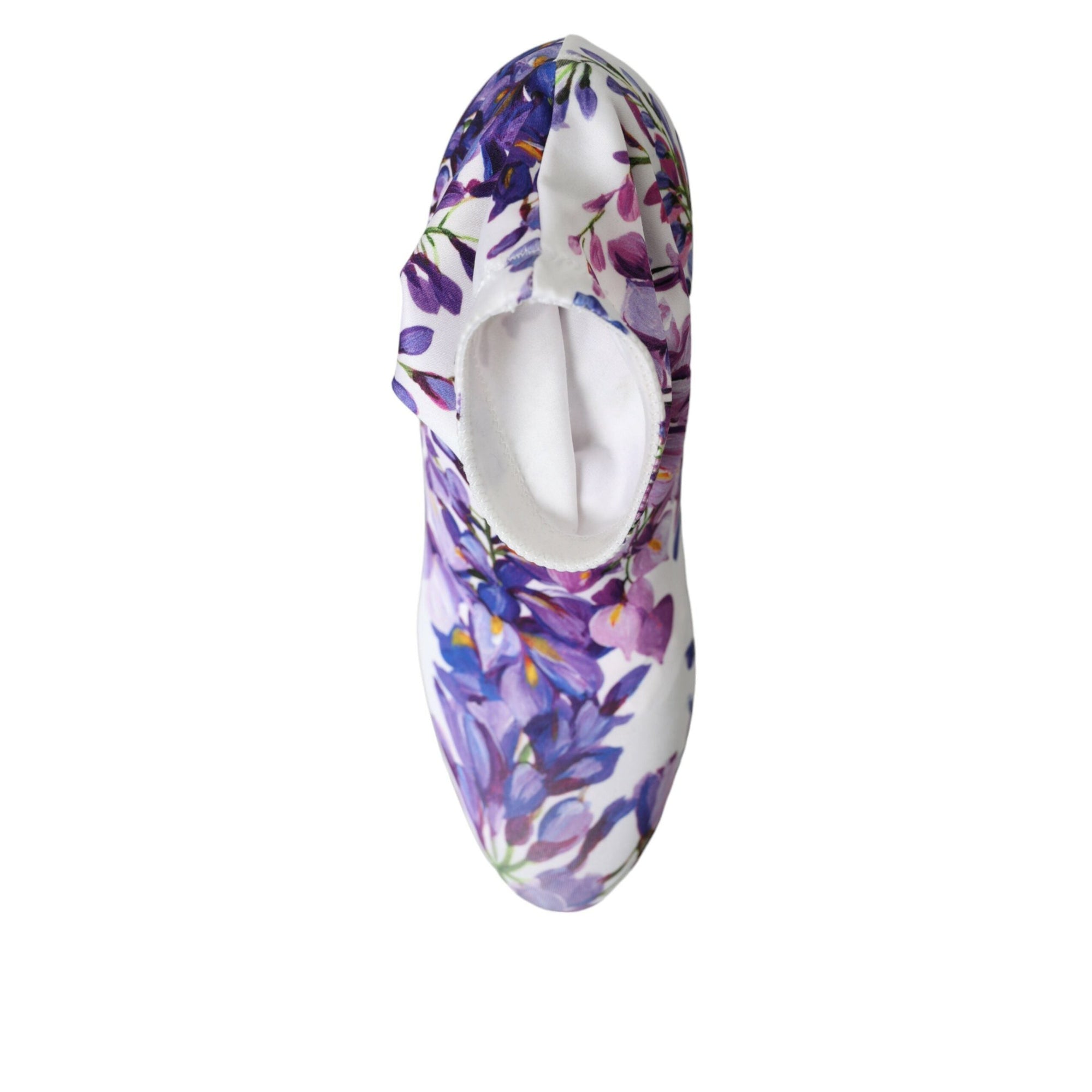 Dolce &amp; Gabbana White Floral Jersey Stretch Boots Shoes