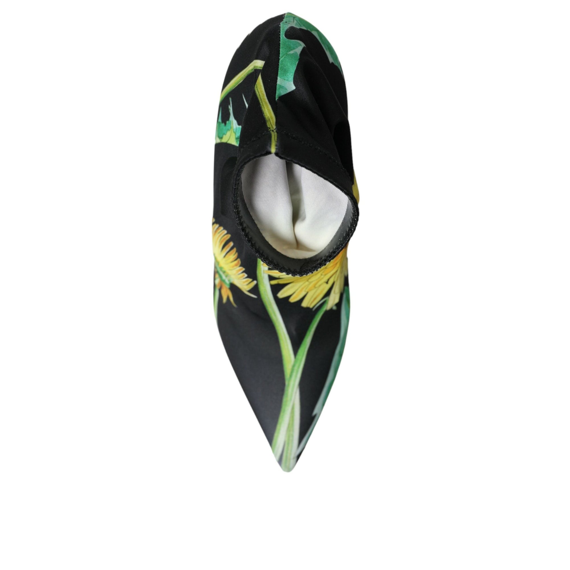 Dolce &amp; Gabbana Black Floral Jersey Stretch Ankle Boots Shoes