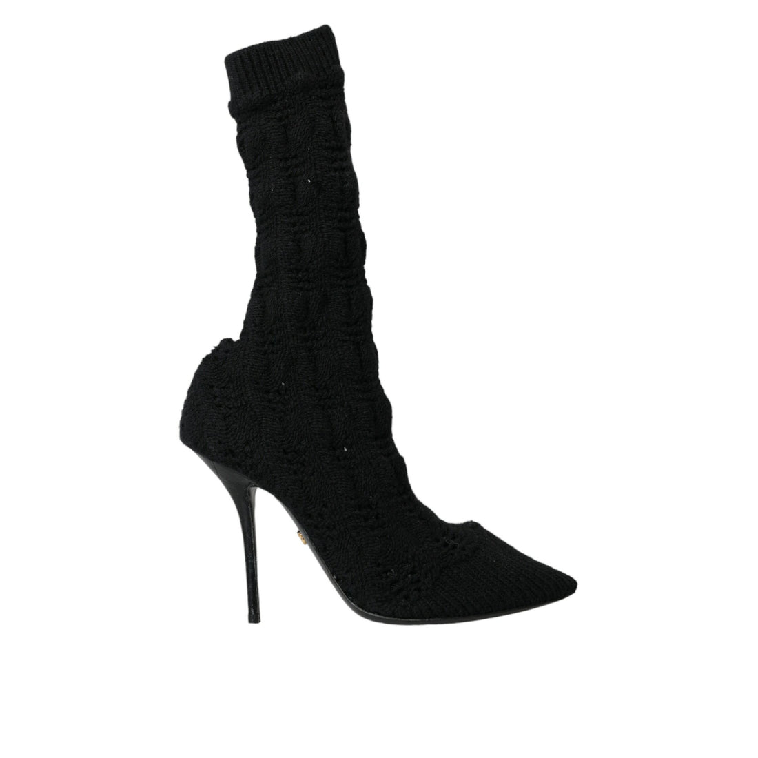 Dolce & Gabbana Black Stiletto Heels Mid Calf Boots Shoes