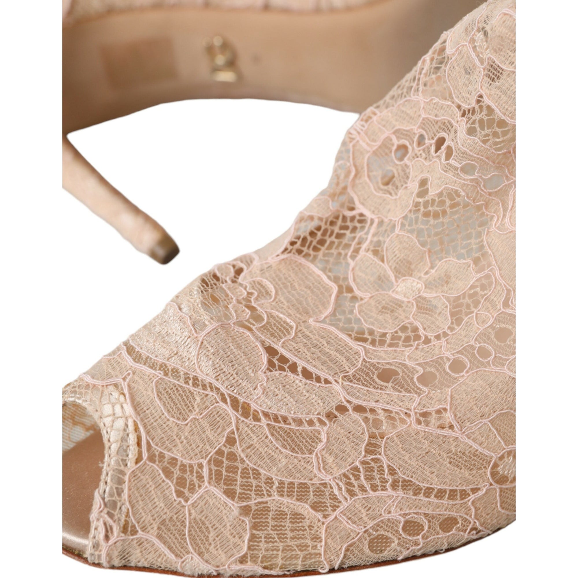 Dolce &amp; Gabbana Beige Stretch Taormina Lace Boots Shoes
