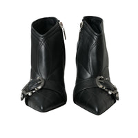 Dolce & Gabbana Black Devotion Quilted Buckled Boots Shoes