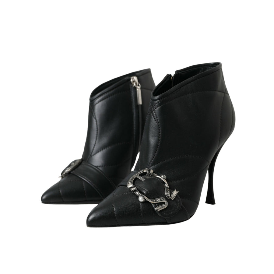 Dolce & Gabbana Black Devotion Quilted Buckled Boots Shoes